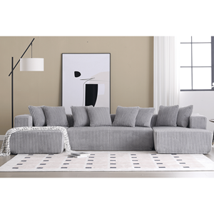 Nuovo Arrivo: Divano Componibile Modulare 131 a Forma di U, in Tessuto a Righe, con Chaise Longue, 4 Posti, Imbottito, per Soggiorno - Product Image 4