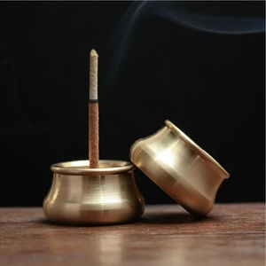 Porte-encens moderne en métal doré, bol rond, attrape-cendres, support minimaliste pour encens de méditation, décoration - Product Image 6