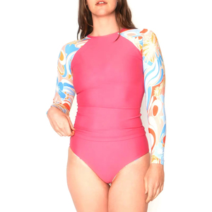 Ladies Premium Sublimated Rash Guard Custom <b>Print</b> Slim Fit <b>Surf</b> Shirt Wholesale Breathable Polyester Spandex Rash guards - Product Image 1