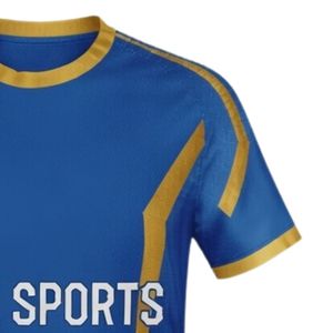 Maillot de handball sublimé bleu et or pour homme, manches courtes, en polyester, pour l'entraînement et les matchs, tenue de performance pour équipe - Product Image 4
