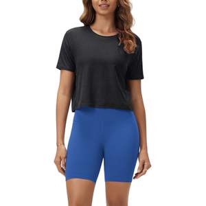 T-shirt court oversize pour femme, logo personnalisé, coton, coupe ample, manches courtes, décontracté, vêtements de sport, tee-shirt basique d'été - Product Image 5