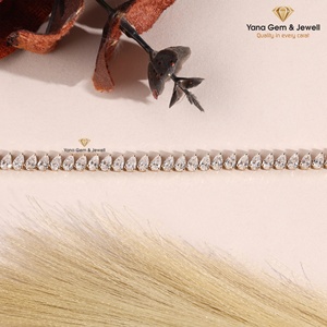 Impresionante Pulsera de Tenis de Oro Sólido de 14k con Diamantes CVD Cultivados en Laboratorio en Forma de Pera para Ocasiones Especiales, 9 TCW, Color D-E-F, Claridad VVS-VS - Product Image 2