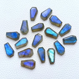 Pierre précieuse de labradorite facettée en forme de cercueil, cristal bleu feu, cabochon, pierres en vrac pour pendentifs, fournitures de bijouterie et artisanat, 10x16mm, coupe éclatante, paire - Product Image 4