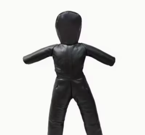 Dummy de boxe en similicuir noir avec rembourrage en éponge, équipement d'entraînement durable pour adultes, lutte professionnelle, grappling - Product Image 1