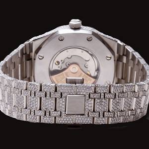 Montre pour homme en acier inoxydable tendance avec diamant moissanite de coupe ronde style hip-hop exclusif et fonction date automatique - Product Image 2