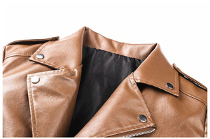 New Stylish Casual Coated Winter Wear Leather <b>Jackets</b> <b>Men</b> Stand Zipper Closure Breathable Plus Sized Wholesale - Product Image 2
