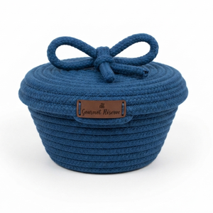 Nouveaux articles : élégant panier-cadeau en coton pour le Ramadan, forme ronde avec détail nœud, fait main au Vietnam, pour la collection Ramadan Kareem - Product Image 2
