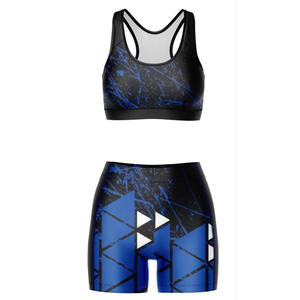 Conjunto de yoga sin costuras acanalado liso para mujer, al por mayor y personalizado, con shorts levanta glúteos y sujetador deportivo, 2 piezas, moda de gimnasio con cintura. - Product Image 6