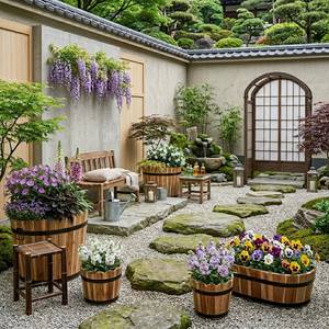 Jardinière rectangulaire en bois d'acacia, écologique, durable, moderne, pour l'intérieur/l'extérieur, support pour fleurs, pots de jardinage - Product Image 5