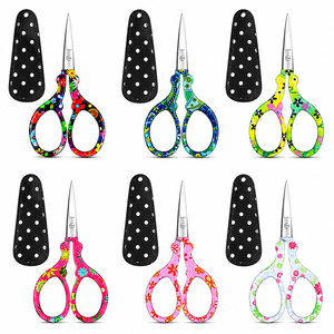 Colorful Floral Embroidery Scissors Set Stainless Steel Fine Tip <b>Sewing</b> Needlework Craft Tool with Protective <b>Case</b> - Product Image 1