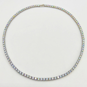 Exquisito Collar de Tenis Clásico con Diamantes Cultivados en Laboratorio, con Piedras de Corte Brillante Continuo en Plateado Pulido - Product Image 2