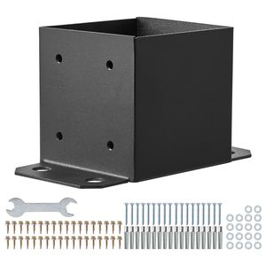 Staffe per Pali in Legno Nero Opaco 6x6, Ancoraggi Rinforzati Verniciati a Polvere, 4 Pezzi, Dimensione Interna 5.6"x5.6" per Pergola, Gazebo e Padiglione - Product Image 4
