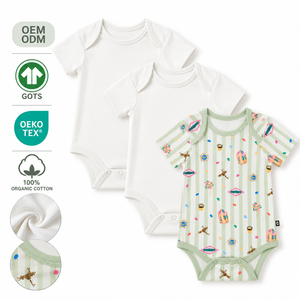 EcoEnzo Venta al por Mayor de Fábrica: Body para Bebés Niñas, 95% Bambú, 5% Spandex, Suave y Transpirable, Manga Corta, Cierre YKK, Personalizable - Product Image 1