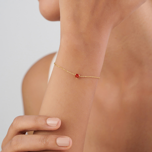 Pulsera Minimalista Hecha a Mano con Zafiro Naranja en Forma de Corazón, Oro Amarillo Sólido de 14K, Joyería Fina para Uso Diario - Product Image 2