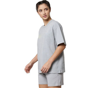 Women's Solid Black 100% Cotton Breathable Oversized T-Shirt & Cargo Shorts Casual Streetwear <b>Twin</b> <b>Set</b> - Product Image 5