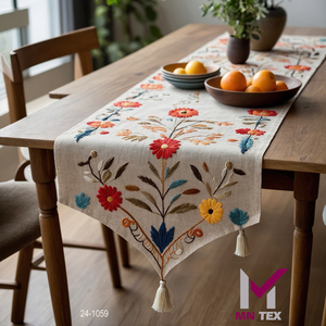 Camino de mesa de algodón Premium, diseño teñido de tejido liso para hoteles de lujo, bodas, recepciones, cenas festivas, casas modernas - Product Image 1