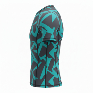 Chemise de sport unisexe à manches longues, protection UV UPF50+, séchage rapide, polyester et nylon, imprimé géométrique gris-vert, pour la natation et le surf - Product Image 3