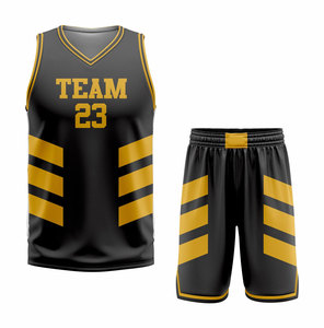 Team 23 Basketball Jersey Set Black Gold Sublimated Mesh Moisture Wicking Unisex Adult Athletic Wear - Product Image 1