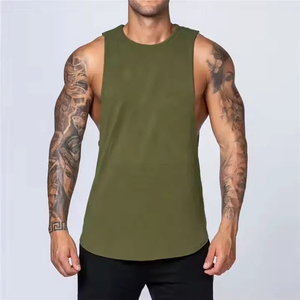 Camiseta sin Mangas para Hombre, Diseño 2026, Color Verde Oliva, Cuello Redondo, Tejido de Punto, Color Sólido, Transpirable, Estilo Casual - Product Image 1
