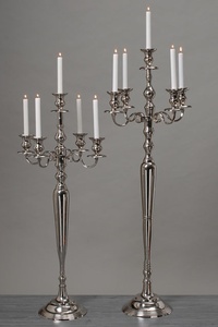 Centre de table en aluminium argenté de luxe à 3 bras, style vintage, pour salle à manger, mariage ou décoration de fête - Product Image 5