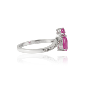 Anillo Chevron de Plata de Ley 925 con Rubí y Diamantes para Mujer, Joyería Fina de Compromiso, Pedido al por Mayor - Product Image 3