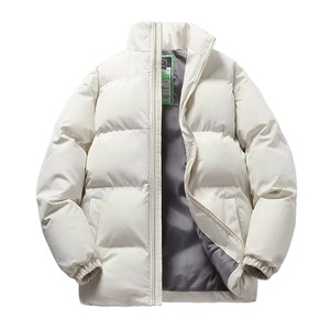 Fashion Couple Autumn Thick Cotton Stand Collar Loose Casual <b>Quilted</b> Eco-Friendly Waterproof <b>Single</b> Breasted Letter Men's Long - Product Image 5