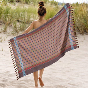 Kikoy Beach <b>Towel</b> Stripe Design with Fringes <b>Turkish</b> <b>Towel</b> 100% OEM Kikoy Beach <b>Towel</b> for Hot Sale Supplier in India. - Product Image 1