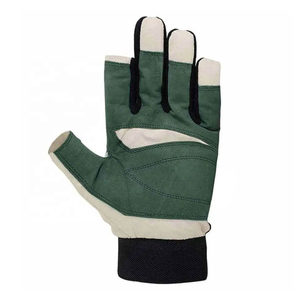Guantes de pesca de medio dedo, de cuero verde y blanco, con cierre de gancho y bucle, unisex, para todas las estaciones, transpirables, ecológicos - Product Image 2