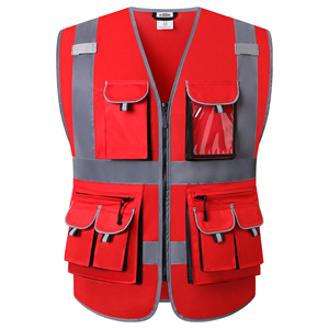 2026 Hi Vis Reflective <b>Work</b> Vest Blue Multi Pocket Polyester Unisex Safety Uniform for <b>Construction</b> Traffic Use - Product Image 2