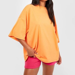 T-shirts amples unis pour femme, style streetwear, été, design personnalisé, en coton respirant, vente en gros, OEM, fournisseur de hauts décontractés pour femmes - Product Image 1