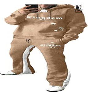 Survêtements de jogging teints sur mesure pour hommes et survêtement 100% coton pour hommes avec logo personnalisé, ensemble de survêtement évasé pour joggeurs - Product Image 3