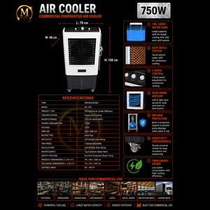 Heavy Duty Energy Saving Commercial Industrial Air <b>Cooler</b> Fan for Warehouse Office Mall Large Space High Airflow Cooling System - Product Image 6