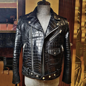 Veste en toile et cuir pour homme, style streetwear 2026, col montant, grande taille, longueur standard, hiver, haute qualité - Product Image 1