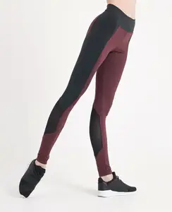 Leggings respirants avec poches en maille pour femmes, vêtements de sport avec logo personnalisé, leggings bordeaux