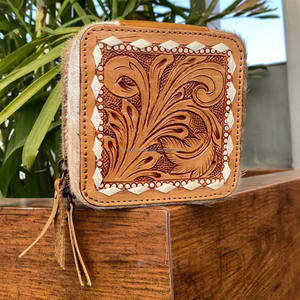 Nouveau cuir de vachette Mini bijoux présentoir organisateur Portable luxe bijoux boîte de rangement en cuir repoussé voyage bijoux étui en gros - Product Image 3