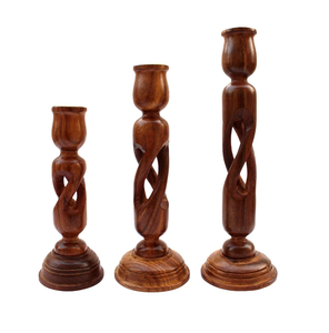 Juego de 3 Portavelas de Madera de Lujo, Ecológicos, Clásicos y Pulidos, para Decoración del Hogar y Bodas - ¡Más Vendido! - Product Image 1