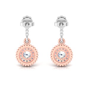 Round Cut Lab Grown Diamond 14K,18k Solid Gold Two Tone <b>Earring</b> <b>Tops</b> for Gift Party & Anniversary Everyday Wear - Product Image 4