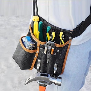 Sacoche de ceinture pour outils de charpentier, noir et orange, sangle réglable, durable, multi-poches, organisateur de rangement pour outils - Product Image 4