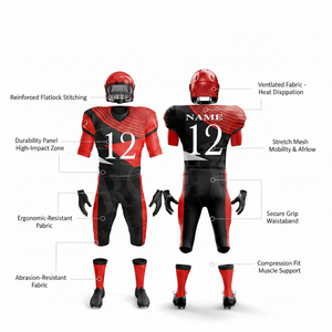 Uniformes de football américain de haute qualité à prix abordable, personnalisables avec le nom et le numéro de l'équipe, respirants et confortables, kits de football complets - Product Image 2