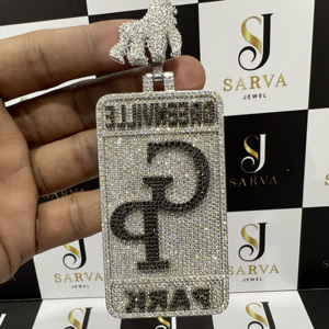 Pendentif Lettre Personnalisé Effet Miroir en Argent Sterling 925, Moissanite VVS Iced Out, Breloque Hip Hop Plaqué Or, Certifié IGI - Product Image 3
