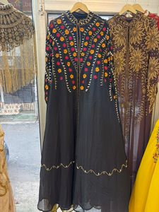 Elegant Embroidered Beaded Breathable Georgette Modest Slim Islamic Clothing <b>Long</b> Sleeved Abayas <b>Kaftan</b> Dress Front Open Plus - Product Image 2