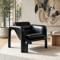 Fauteuil de salon sculptural en fibre de verre, revêtement en similicuir, fauteuil d'appoint moderne et courbé pour salon, hôtel, villa