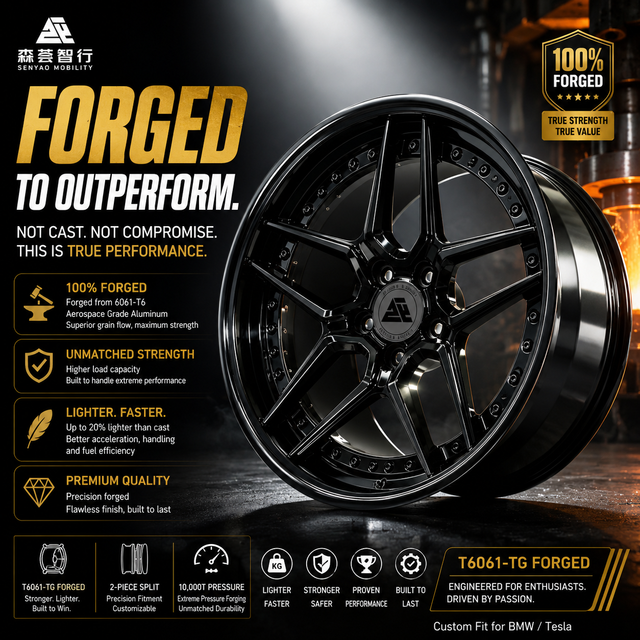 Senyao Forged | Elite Gloss Black Series: Bespoke 2-Piece Wheels for Tesla Model 3 Model Y BMW M3 M4 18-24"