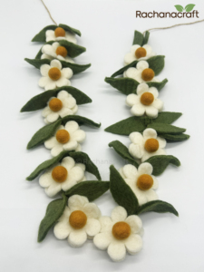 Handmade Felt Daisy Flower Garland 100% Premium New Zealand Wool Spring Floral Bunting Eco-Friendly White <b>Wall</b> <b>Decor</b> Birthday - Product Image 2