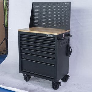 Wholesale 76cm 7 <b>Drawer</b> Mobile Tool Cabinet Matte Black Powder Coated Steel Wooden Top for <b>Workshop</b> - Product Image 6
