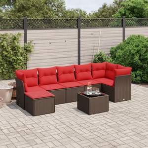 Juego de sofás de patio de ratán sintético marrón de 8 piezas con cojines, elegantes muebles de exterior - Product Image 1