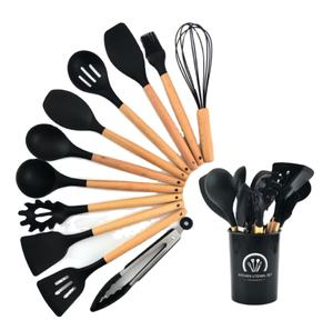 COMFORT Factory Cuchara de madera y resina Espátula con y soporte Utensilios de cocina Cuchara de cocina de madera natural para cocinar mejor - Product Image 3