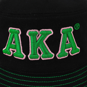 Chapeau Bob Noir AKA avec Lettre Brodé(e) Verte, Réglable, en Coton, pour Hommes et Femmes, Style Décontracté, Tendance Urbaine, pour l'Extérieur - Product Image 6
