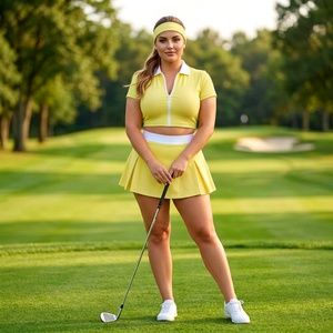Ensemble de golf pour femmes en gros : Polo de golf en maille haute performance 220 GSM et jupe ajustée pour les marques de mode golf - Product Image 1