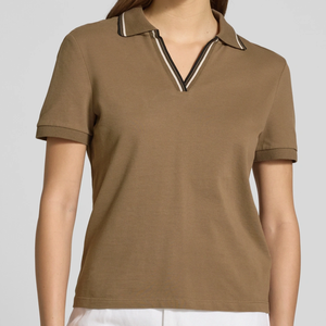 Camiseta de Alta Calidad Personalizada para Mujer, Cuello en V, Tejido de Punto, Transpirable, Manga Corta, Casual, Lisa, 100% Algodón - Product Image 4